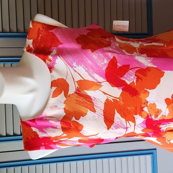 NWT Roz & Ali Pink and Orangs Floral Sleeveless Dress - Picture 3 of 14